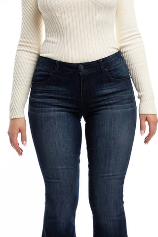 1822 Denim - Calça Jeans Flare Vintage Longa de Cintura Média