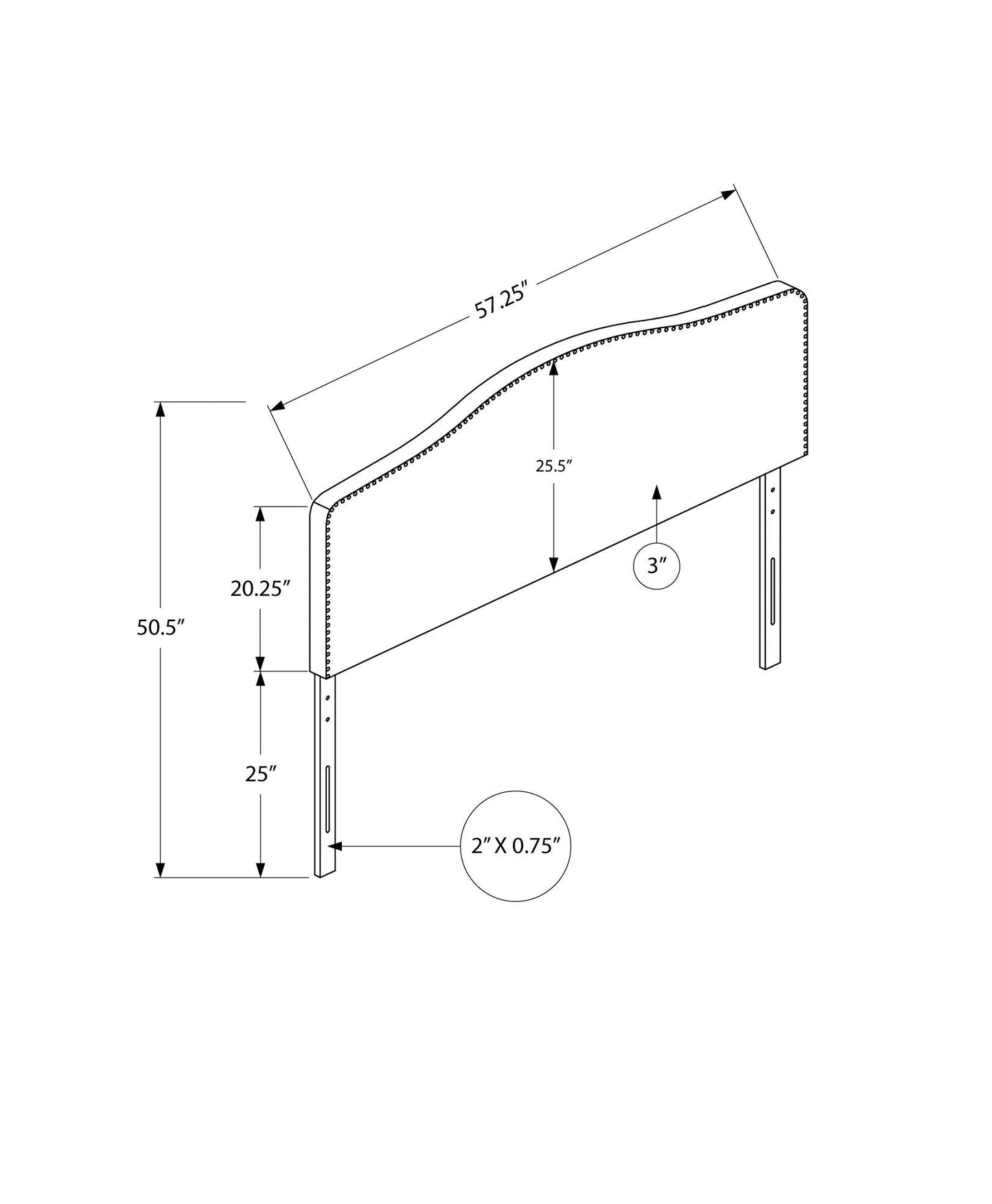 Full Size Upholstered Bed Headboard - Gray Transitional Style