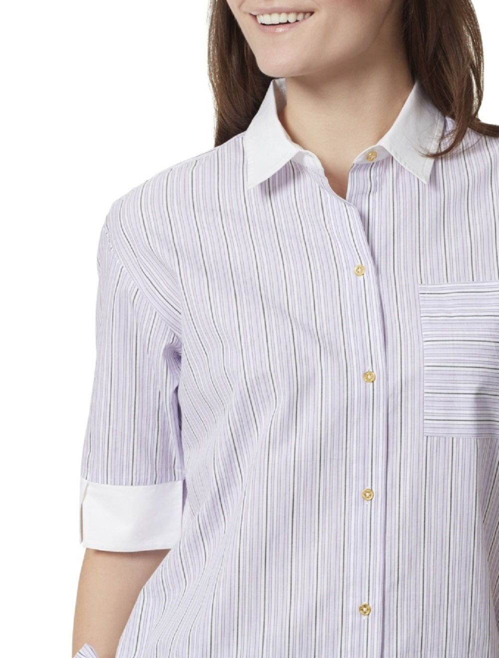 Blusa feminina Anne Klein Marleigh manga curta roxa tamanho grande