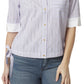 Blusa feminina Anne Klein Marleigh manga curta roxa tamanho grande