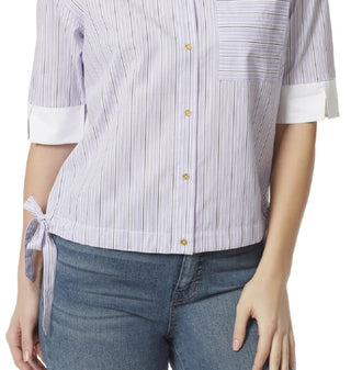 Blusa feminina Anne Klein Marleigh manga curta roxa tamanho grande