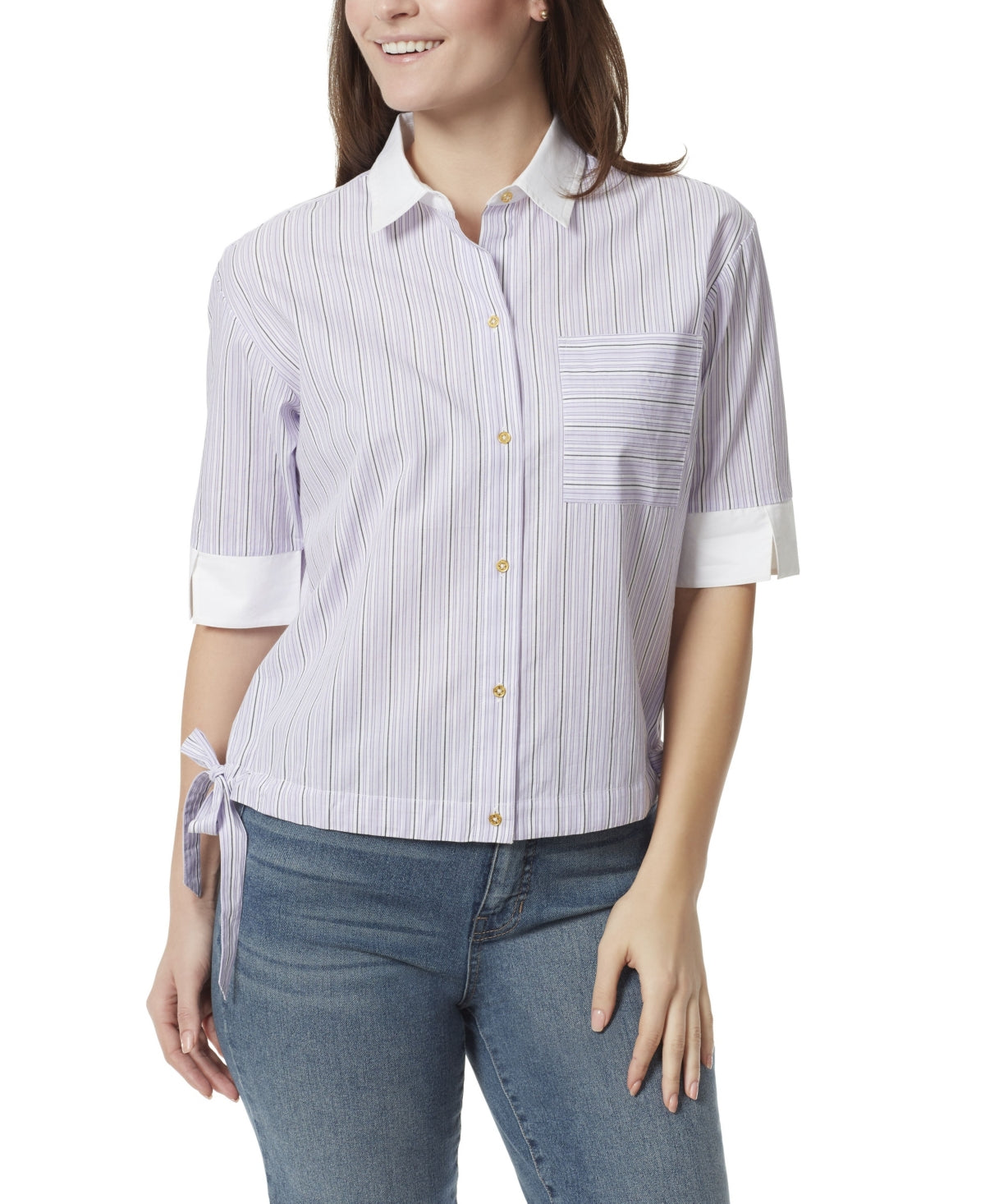 Blusa feminina Anne Klein Marleigh manga curta roxa tamanho grande