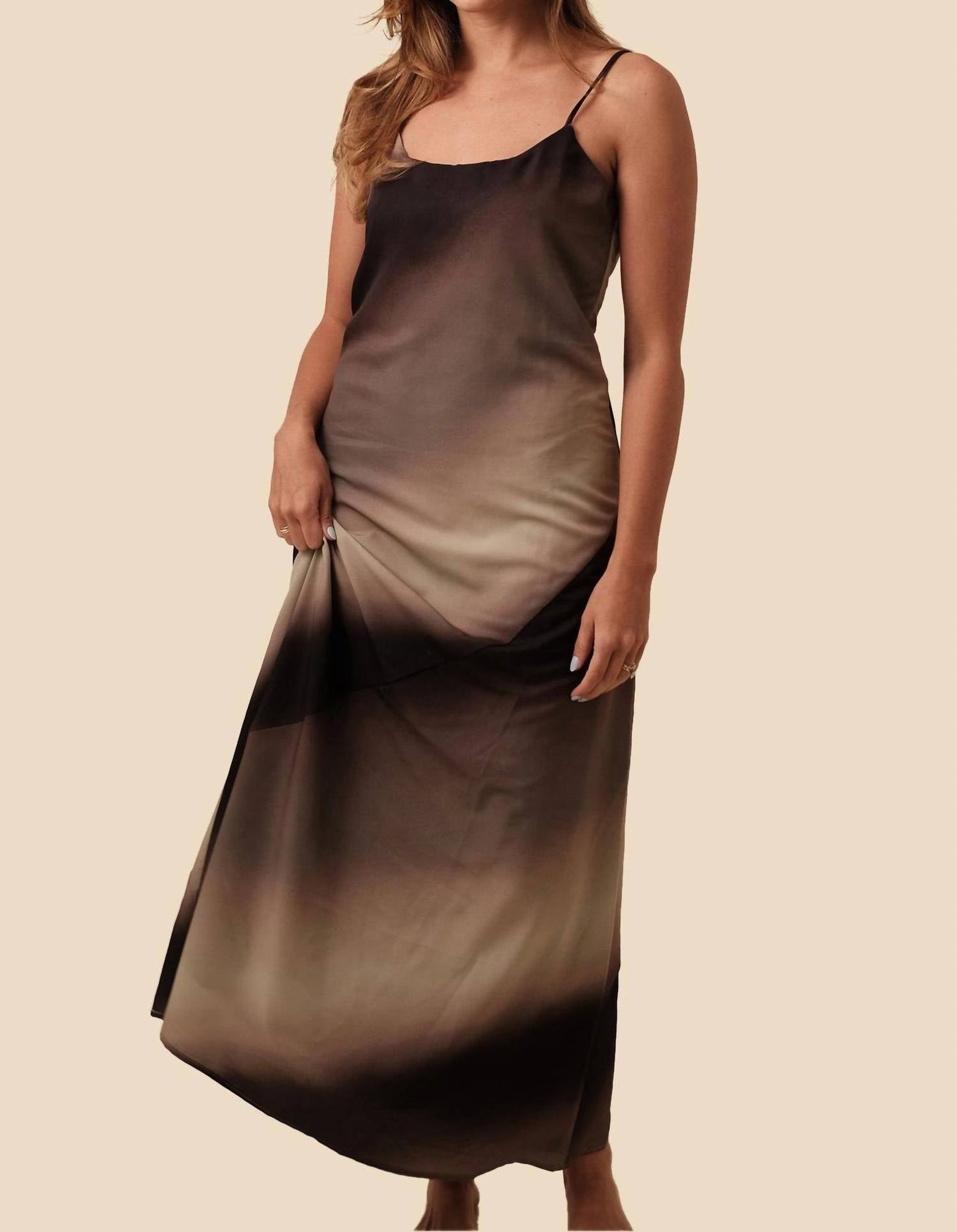 Miou Muse - Mariah Gradient Satin Sleeveless Midi Dress