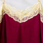Aratta - Women's Velvet Lace Trim Cami With Button Down Back