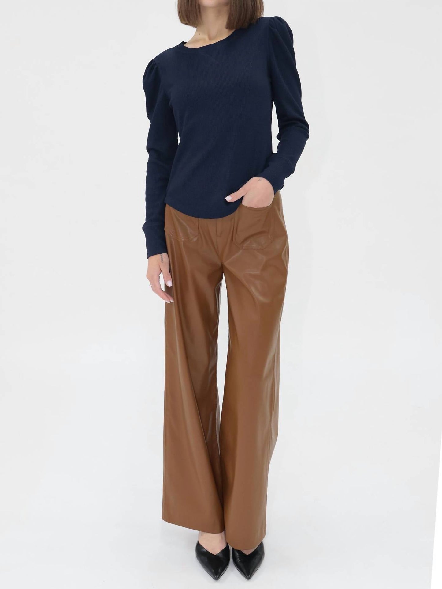 Another Love - Long Sleeve Waffle Knit Top