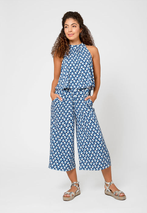 Macacão curto feminino Leota Skyler com perna larga, azul, tamanho pequeno