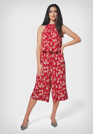 Macacão Leota Skyler Cropped Feminino em Cereja Casanova Vermelho