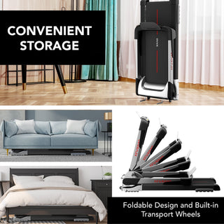 Esteira dobrável portátil e silenciosa OVICX com Bluetooth e aplicativo de monitoramento de condicionamento físico