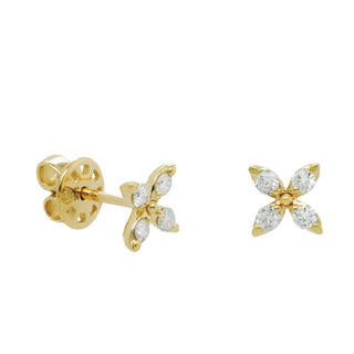Diana M Jewels - Brincos de diamante com flor de 0,34 cts