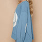 Pol - Round Neck Long Sleeve Thermal Knit Patch Top