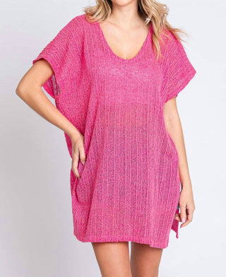 Trendsi - GeeGee Short Sleeve Side Slit Knit Cover Up Dress