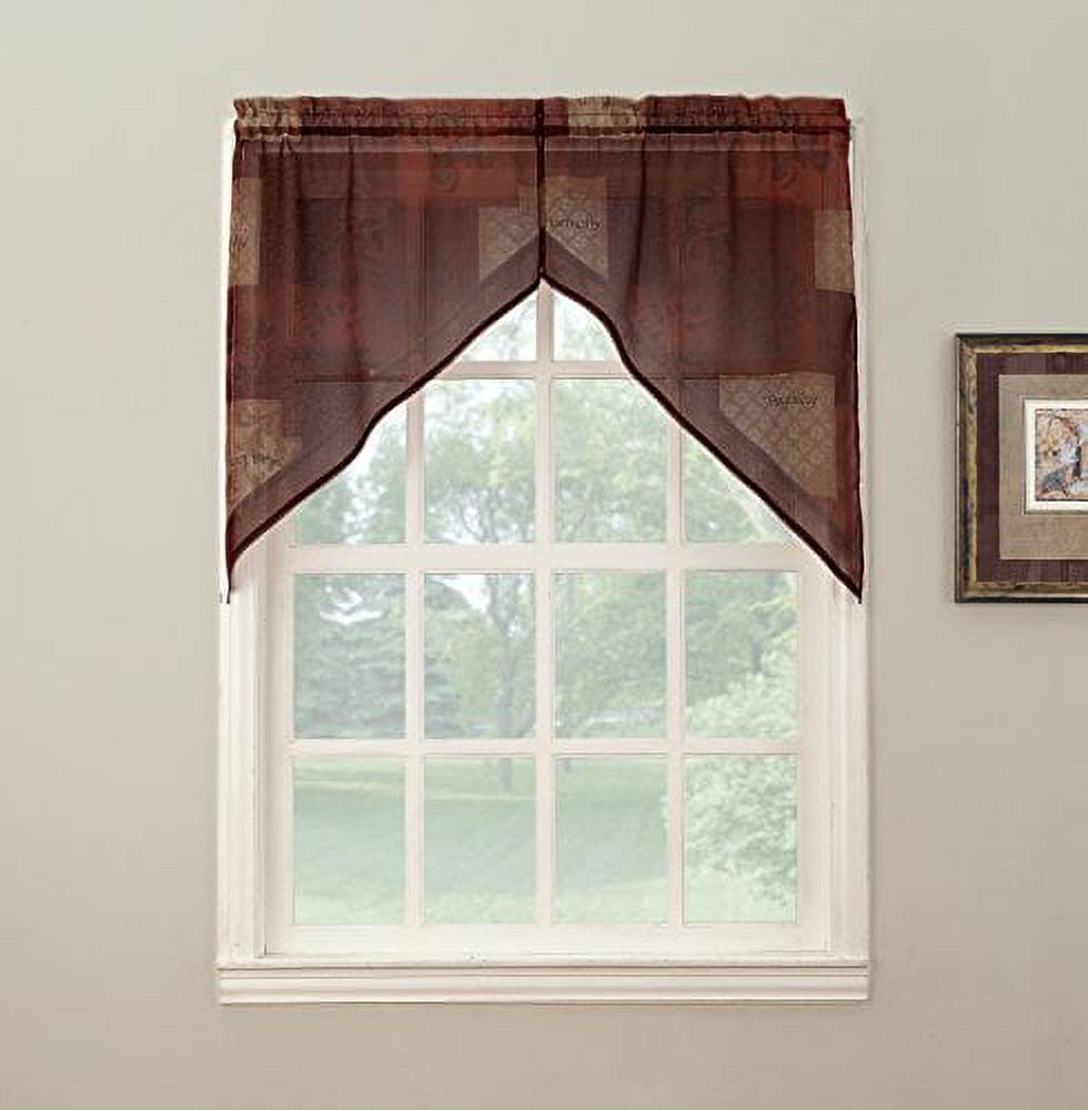 Par de cortinas transparentes texturizadas Eden Swag Valances com bolsos para varas, tamanho 56 pol. L x 36 pol. C
