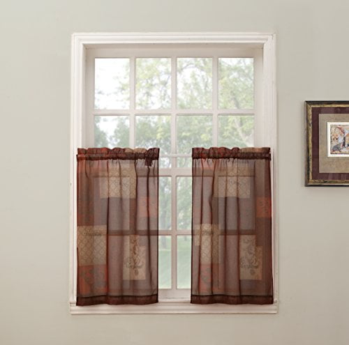 Par de cortinas transparentes texturizadas Eden Swag Valances com bolsos para varas, tamanho 56 pol. L x 36 pol. C