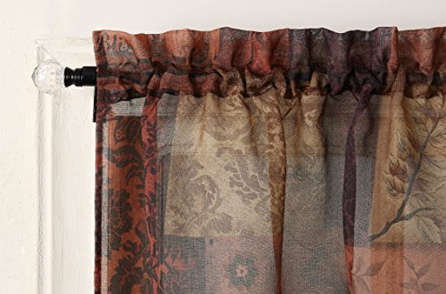 Par de cortinas transparentes texturizadas Eden Swag Valances com bolsos para varas, tamanho 56 pol. L x 36 pol. C
