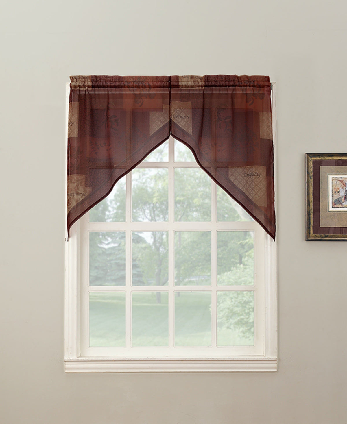 Par de cortinas transparentes texturizadas Eden Swag Valances com bolsos para varas, tamanho 56 pol. L x 36 pol. C