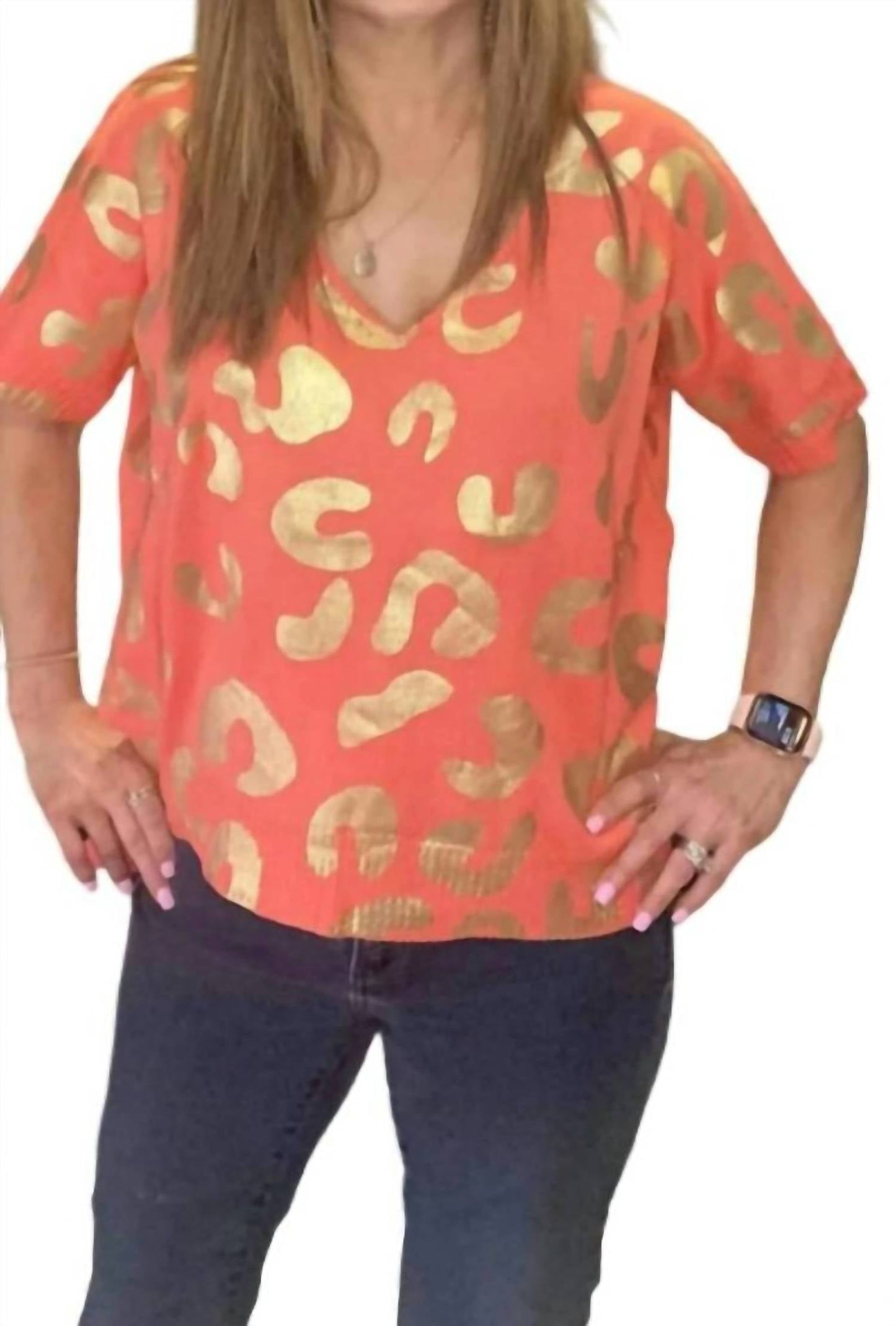 Amoli - Women's Knit V Neck Top