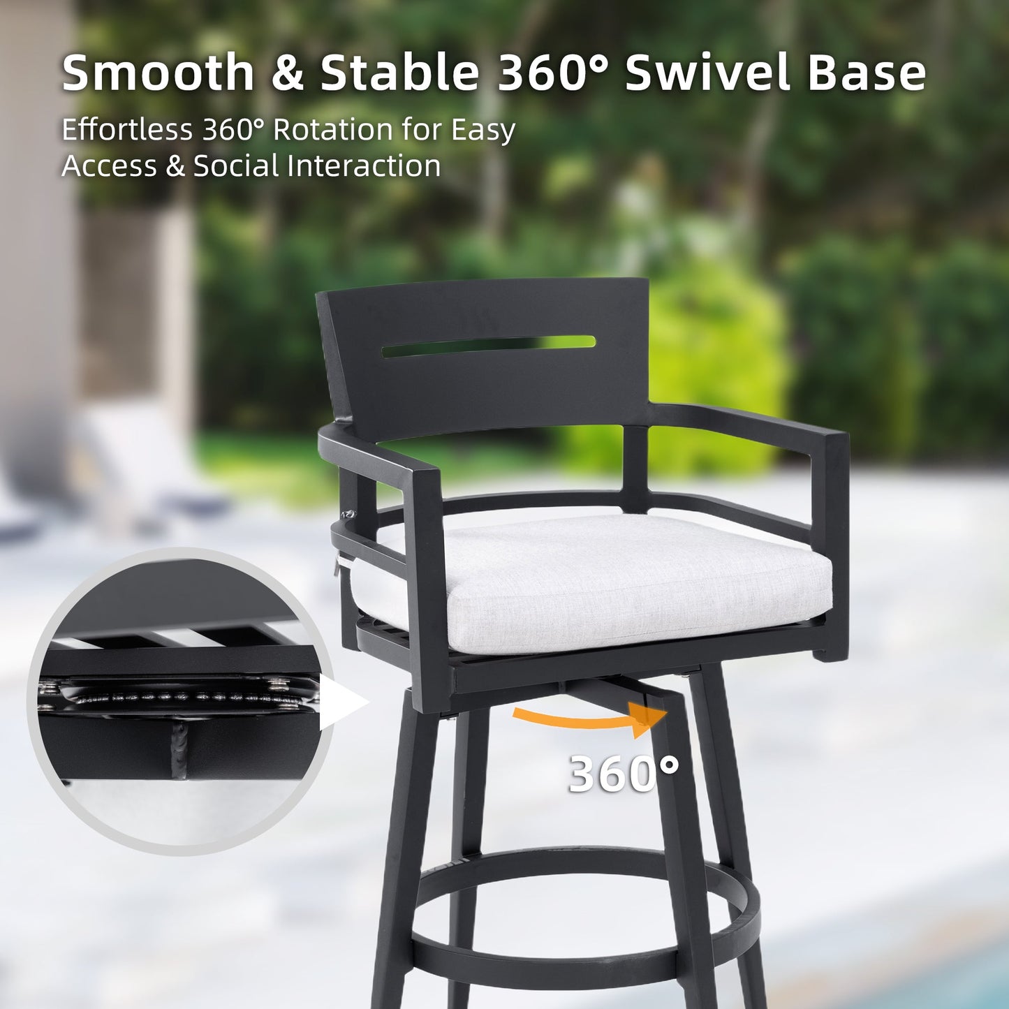 Modern Outdoor Swivel Bar Chairs Set of 2