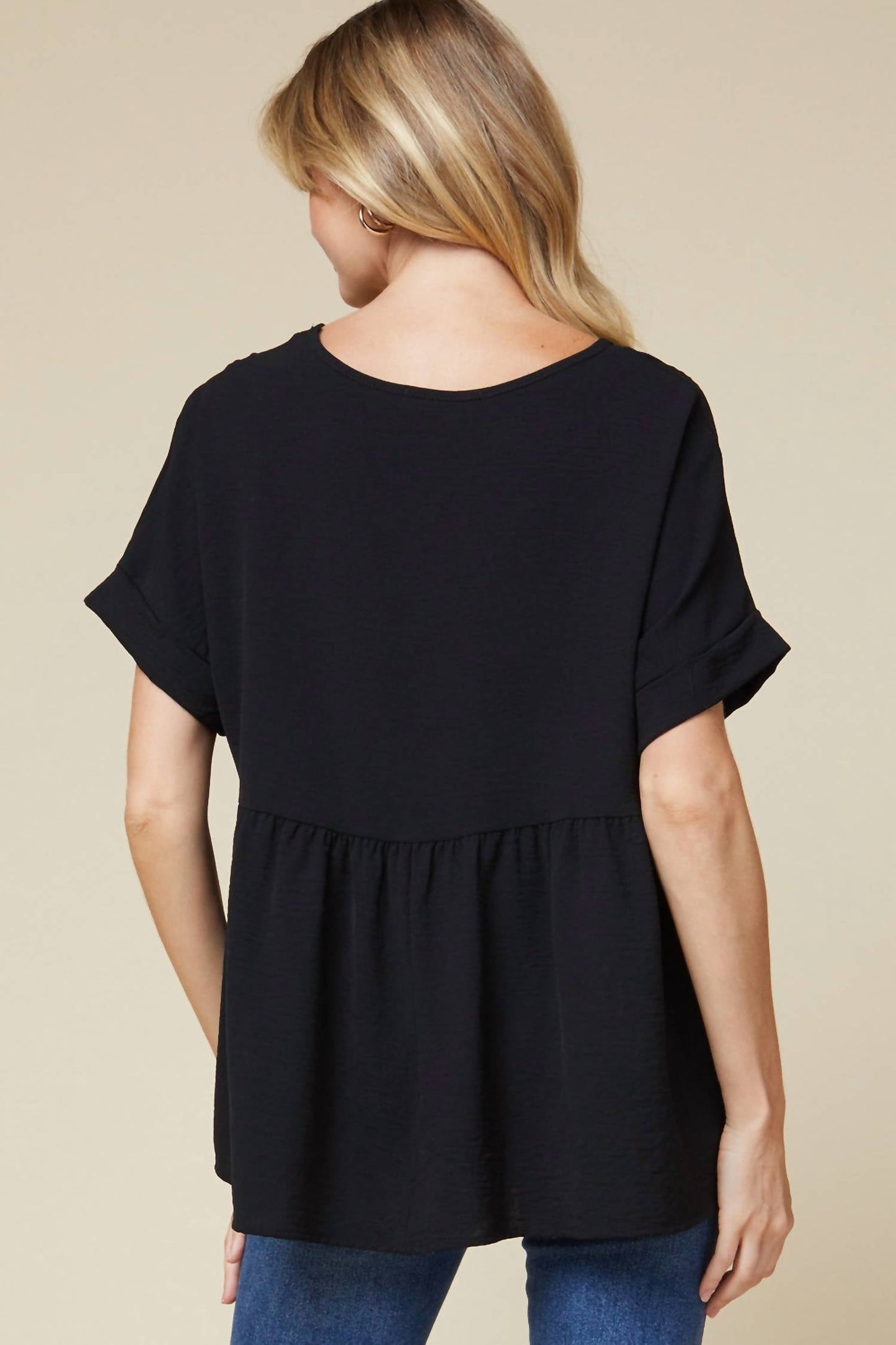 Entro - Textured Babydoll Top - Plus Size