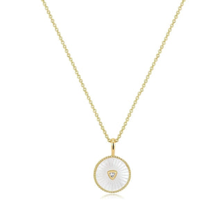 Eklexic - Colar feminino com pingente de madrepérola e pedra central de zircônia cúbica