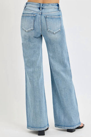 Trendsi - Risen Full Size Mid Rise Wide Jeans With Front Patch Pocket Plus Size
