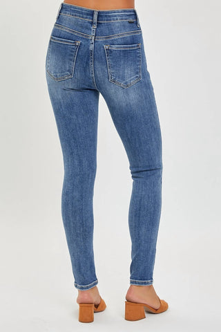 Risen - Calça Jeans Skinny de Cintura Média e Tornozelo