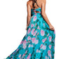 Jovani - Floral Pleated Gown