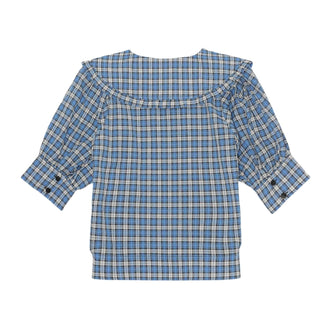 Ganni - BLUSA COM DECOTE EM V SEERSUCKER