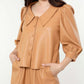 Dolce Cabo - Hollie Faux Leather Blouse with Puff Sleeves