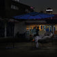 10ft Solar LED Offset Hanging Market Patio Umbrella - Navy Blue