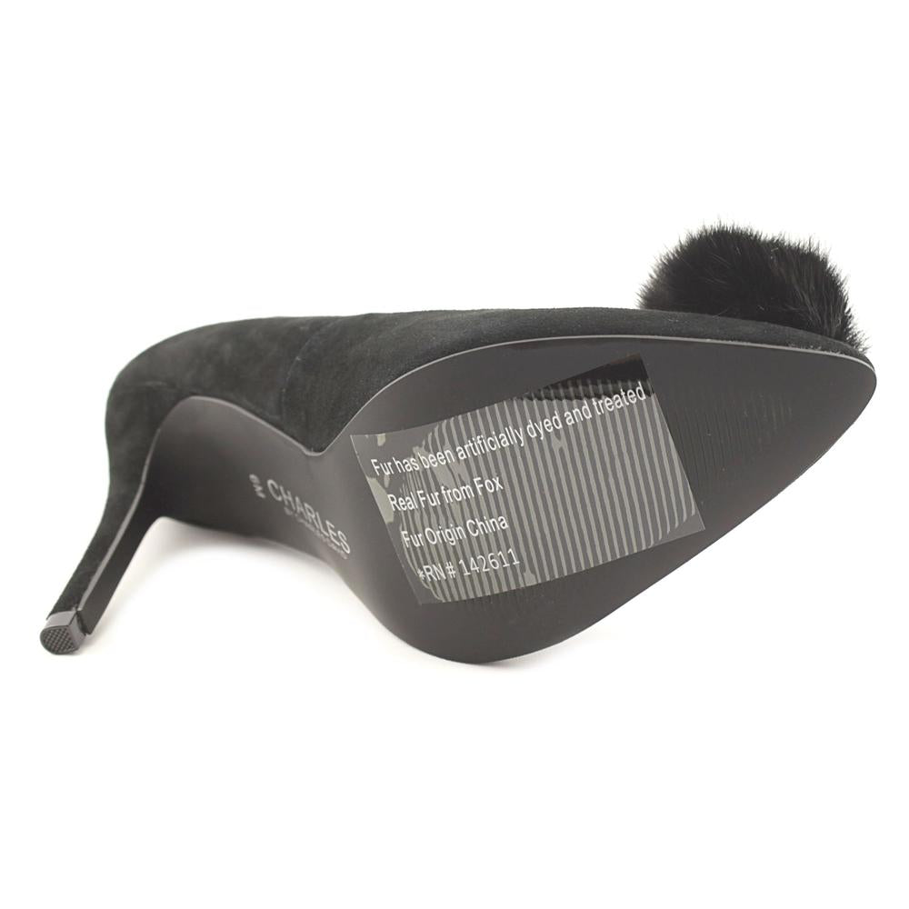 Charles David Pixie Suede Scarpin Clássico Bico Fino Preto Tamanho 7,5 Feminino