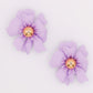 Brincos com pétalas roxas brilhantes – Brinco luxuoso com estampa floral roxa
