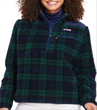 Relógio Vineyard Vines Xadrez Sherpa Moletom Preto Tamanho XL