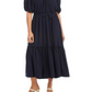 Vestido midi de coquetel Karen Kane feminino, azul, com ajuste evasê