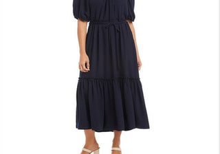 Vestido midi de coquetel Karen Kane feminino, azul, com ajuste evasê
