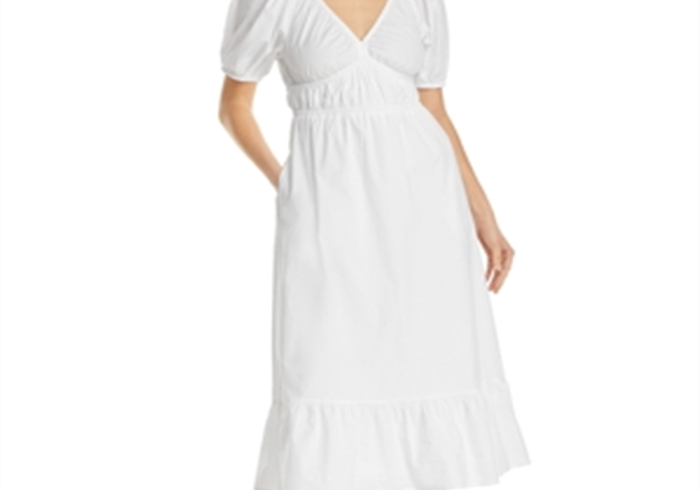 Vestido midi de popeline com mangas bufantes da Vineyard Vines