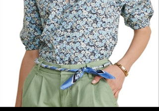 Blusa Vineyard Vines com manga bufante e botões frontais, azul