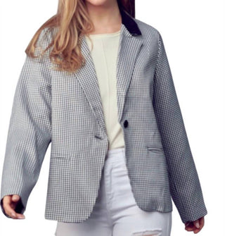 &amp;Merci - Blazer pied-de-poule com gola contrastante e lapela
