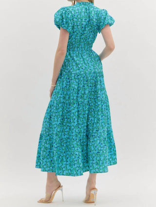 Entro - Floral puff sleeves Maxi Dress