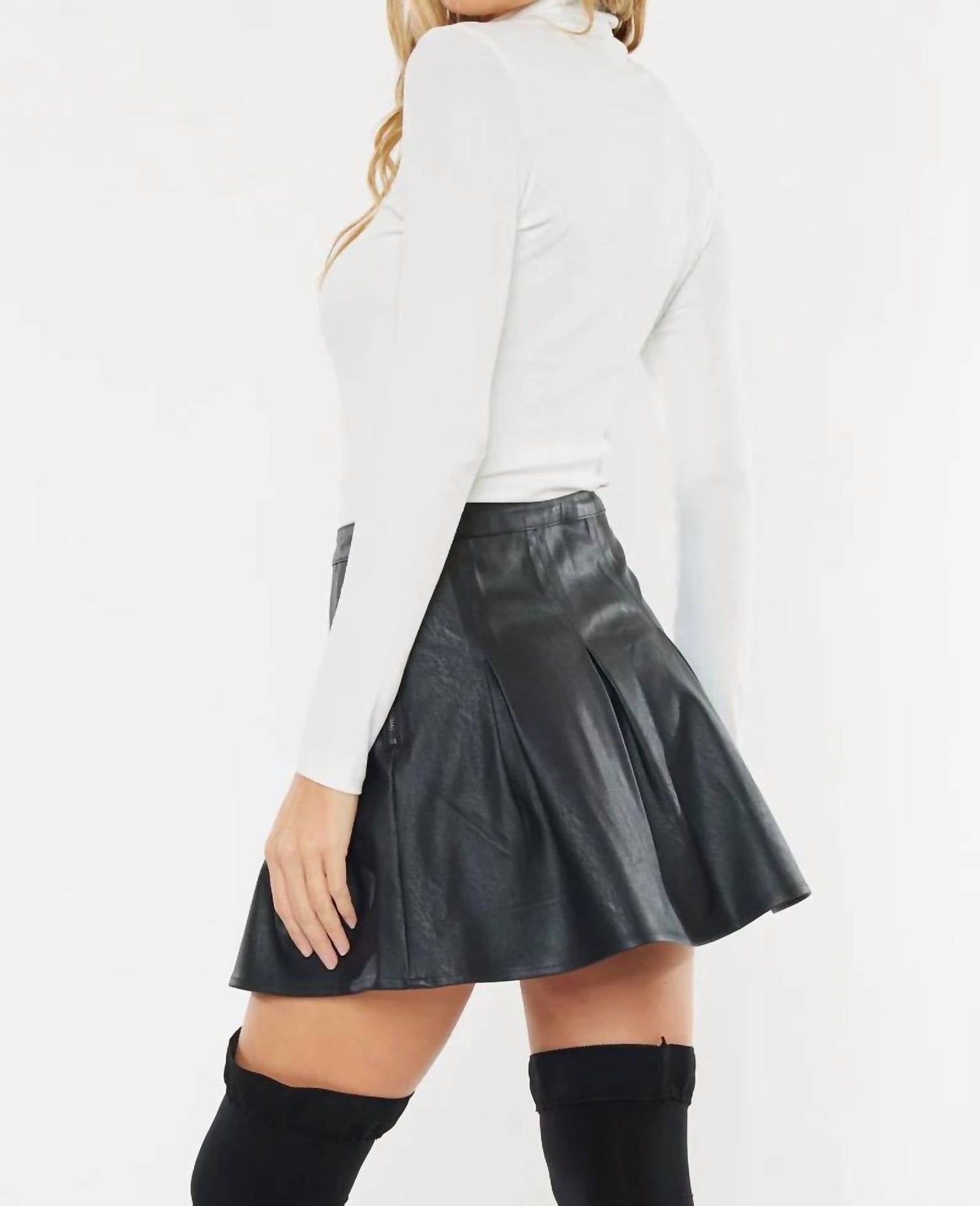 Kancan - Milicent Mid Rise Faux Leather Skirt