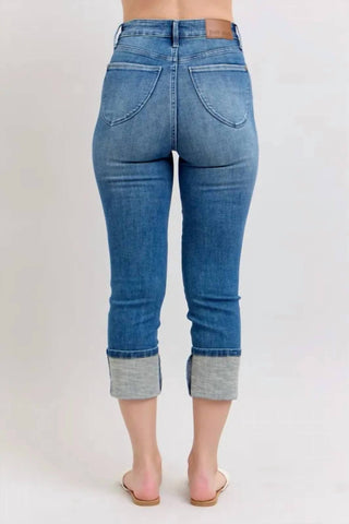 Trendsi - Women's Judy Blue Full Size Skinny Cuff Capris Jeans With Pockets Plus Size