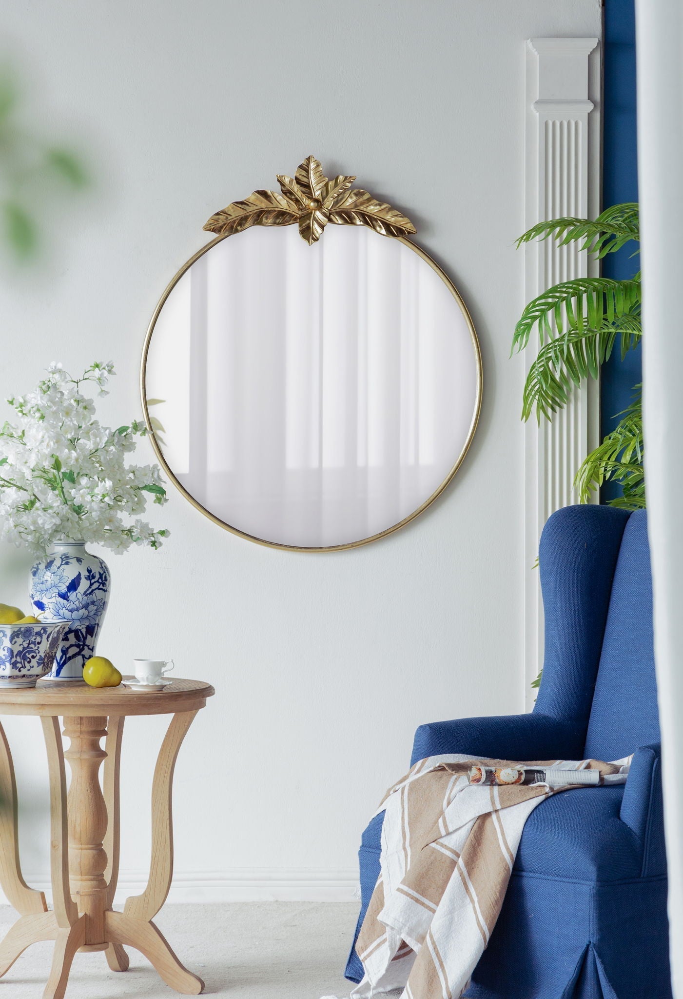 Large Round Wall Mirror With Metal Frame Circle Accent Mirror For Living Room Bedroom Entryway - Gold
