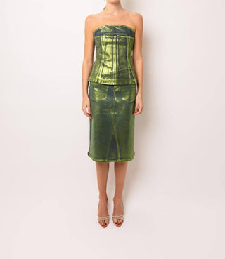 Amylynn - Denim Foil Coated Skirt