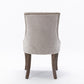 A&A Furniture Ultra Side Dining Chair with Thickened Fabric and Bronze Nail Head, Beige, Set of 2