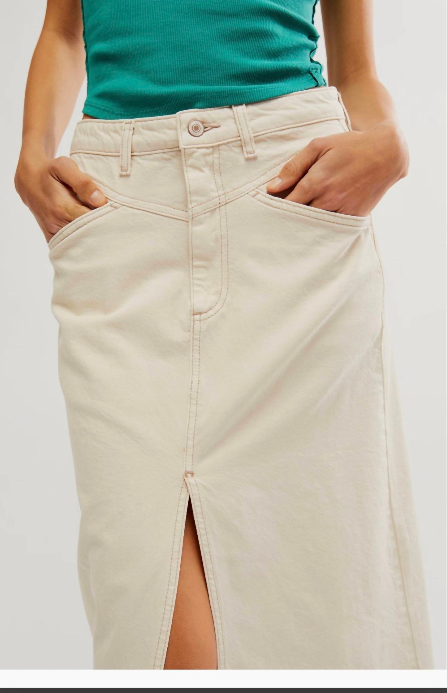 Free People - Come as you are denim maxi Skirt