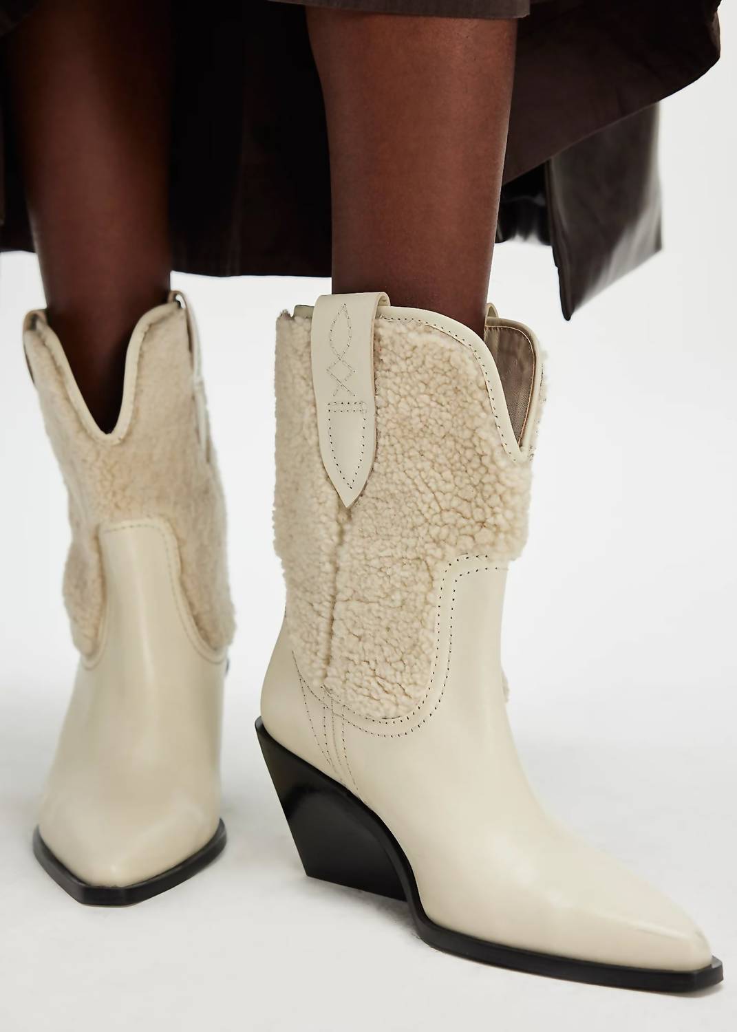 Free People - Women's Pitchfork Point Shearling Western Boots