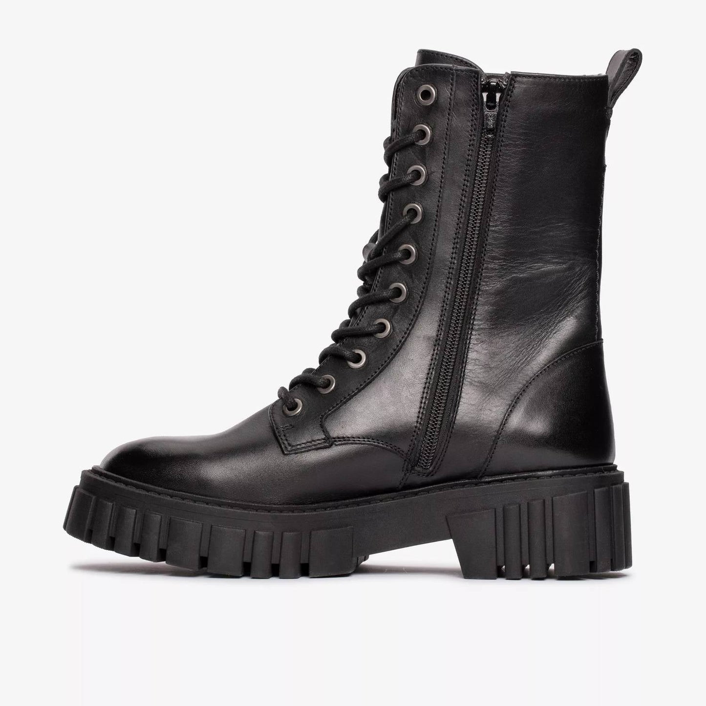 Clarks - Women's Page Lace Leather Lug Sole Side Zip Boots