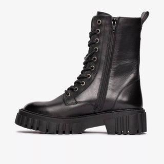 Clarks - Women's Page Lace Leather Lug Sole Side Zip Boots