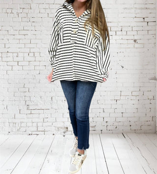 Bucketlist - Blusa feminina com gola e bolso e botões