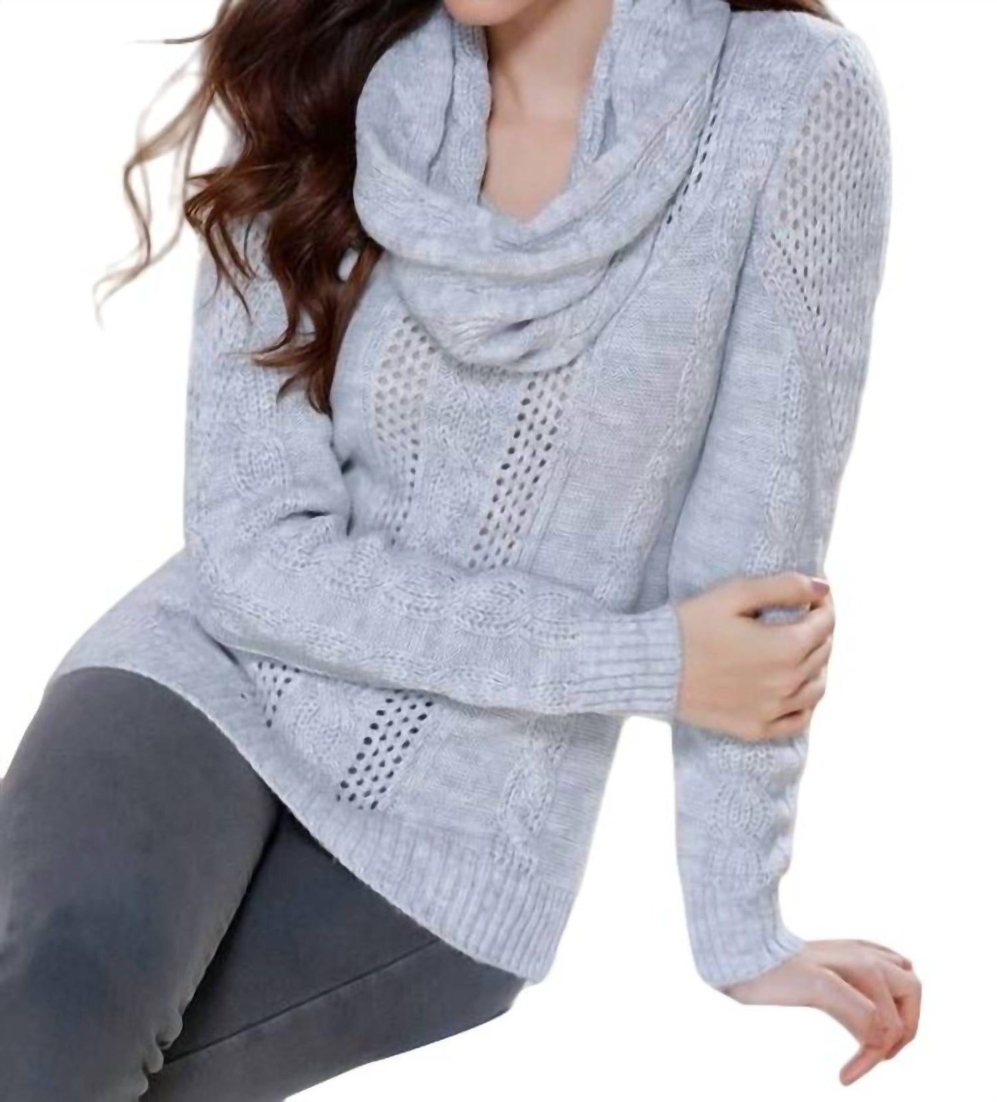 French Kyss - Juliana Cable Knit Sweater Attach Scarf