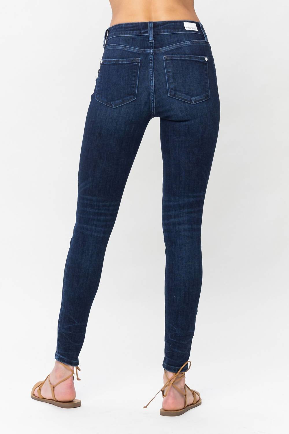 Judy Blue - Mid Rise Classic Crinkle Ankle Detail Skinny Denim Jeans
